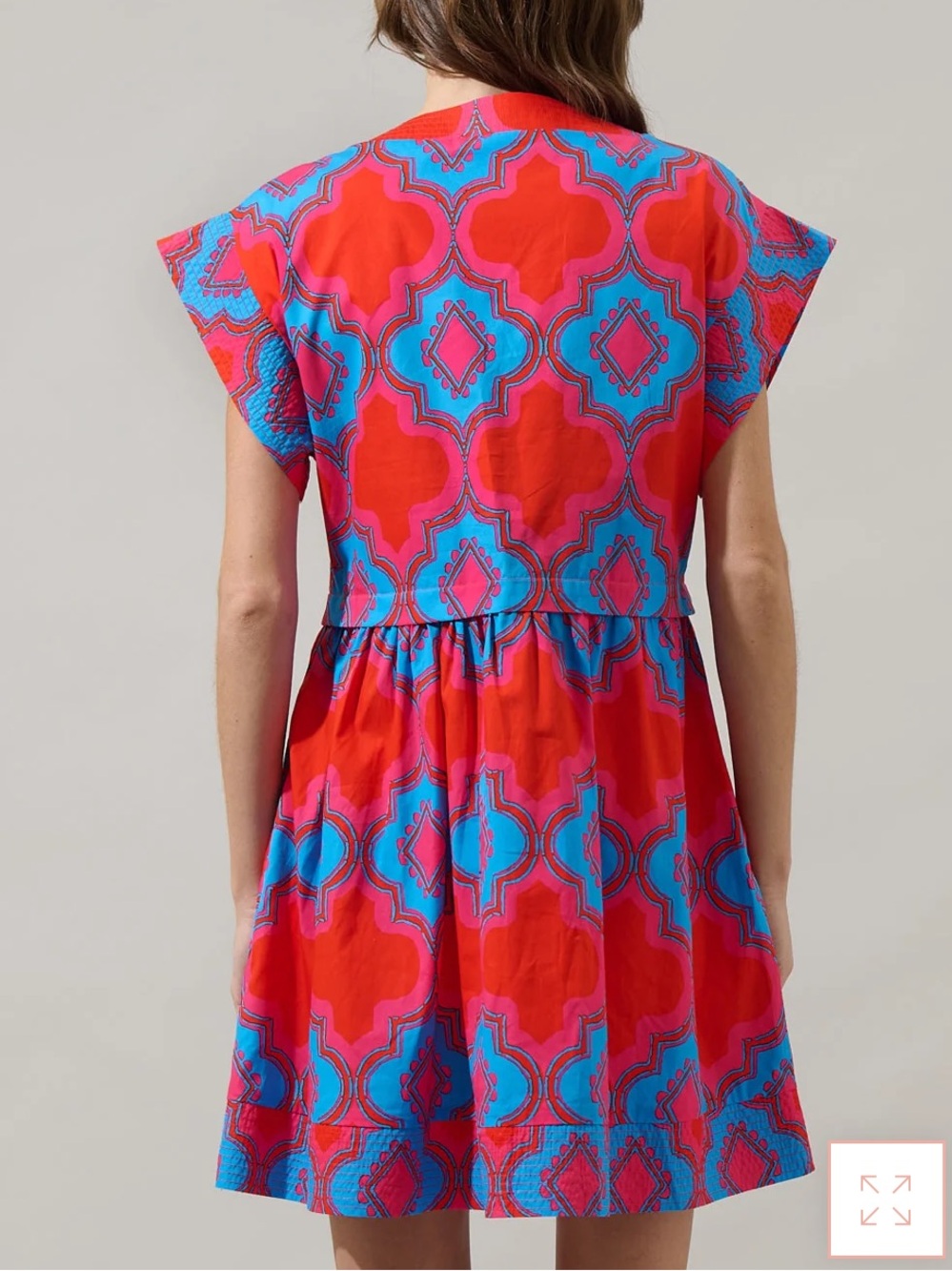 Sugarlips Devany Mix Media Jolene Short Sleeve Trapeze Mini Dress. Size Small. - Picture 4 of 14
